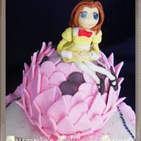 Anime Pink Ruffled Cake
