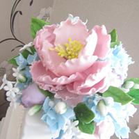 Pastel Blooms Wedding Cake