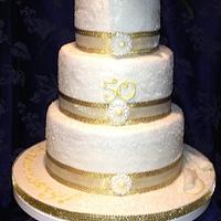 50th Anniversary Celebrations Cake with Magnolia