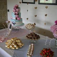 Fresh peonies wedding cake