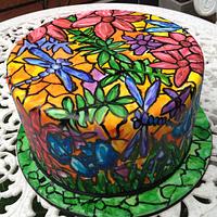 Stained Glass Dragonfly Cake