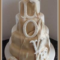 Coffee and Cream Love Wedding Cake