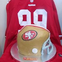 SF 49ers Football Helmet Cake