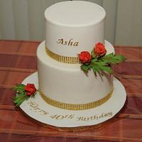 Simple and elegant 40th 2 tier birthday cake