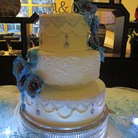 Blue Purple Wedding Cake