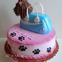 Dog in bag cake