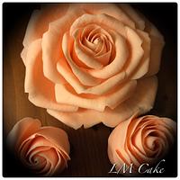 Peach peony and peach roses for Wedding cake
