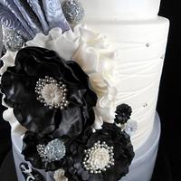 Stirling, Black and White Engagement Cake