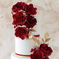 Valentine dark red cut out wedding cake