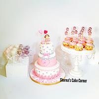 1st birthday cake and cupcakes 