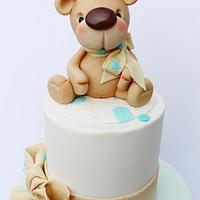 Baby bear christening cake