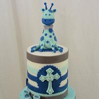 Giraffe Baby Christening Cake