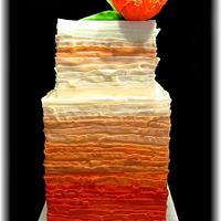Orange Ombre Cake & Peony (double barrel)
