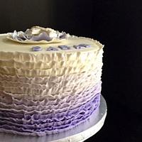 Purple Ombre Ruffle 1st Communion Cake