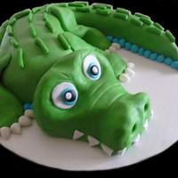 Baby's 1st birthday alligator cake!