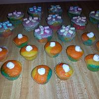marshmallow rainbow cupcakes