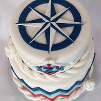 Nautical Chevron Birthday Cake