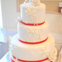 Winter snowflake wedding cake