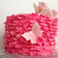 Pink Ruffled Peony cake