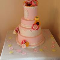 Vintage pink wedding cake