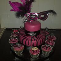 hot pink masquerade cake 