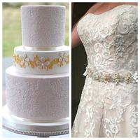 Blush and Lace Wedding Cake