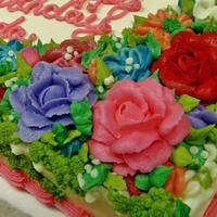 Flowers and Moss buttercream cake
