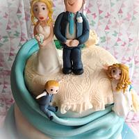 Turquise family wedding cake
