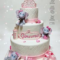 Baby elephants christening cake