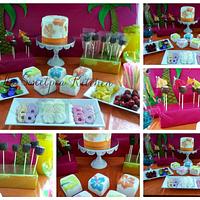 My daughter`s Luau themed birthday desseert table 