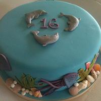 Jelly fish & dolphin cake