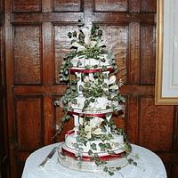 Cascading flowers wedding cake