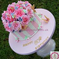 Sweet Pink Floral Celebration Cake