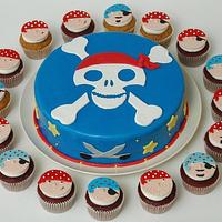 Pirates Birthday Cake and Cupcakes