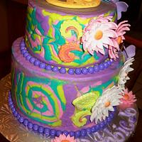 Tie Dye Hippie Flower Power Cake