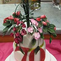Mum's 70th Birthday Cake with Sugarcraft Flowers (Roses & Sweetpeas)