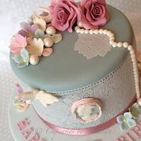 Vintage Lace & Roses Cake