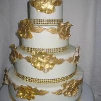 Gold Rose Wedding Cake