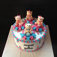 Birthday cake for quadruplets