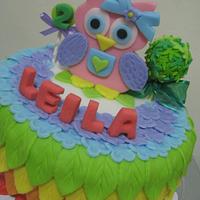 Leila's Owl & Rainbow Theme Cake