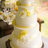 Summer Roses Wedding Cake