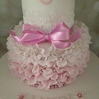 Pink ruffles ballet shoes cake 