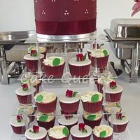 Birthday cupcake/cutting cake tower