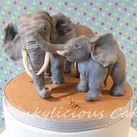Mother and baby elephant cake.