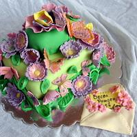 butterfly and flowers cake