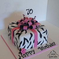 Pink Zebra Gift Box Cake