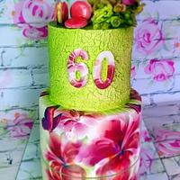 Flower print birthday cake