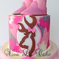 Pink Camo and Ruffles cake 