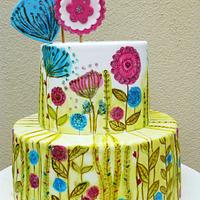 Hand painted cake inspired by Sarah Travis's art