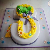Tangled theme number 3 cake